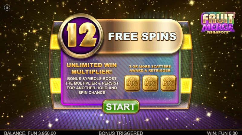 Fruit Merge Megapots - Free Spins trigger